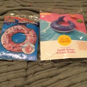 Sun Squad Inflatable Split Ring Swim Tube and donut splash ring bundle new
